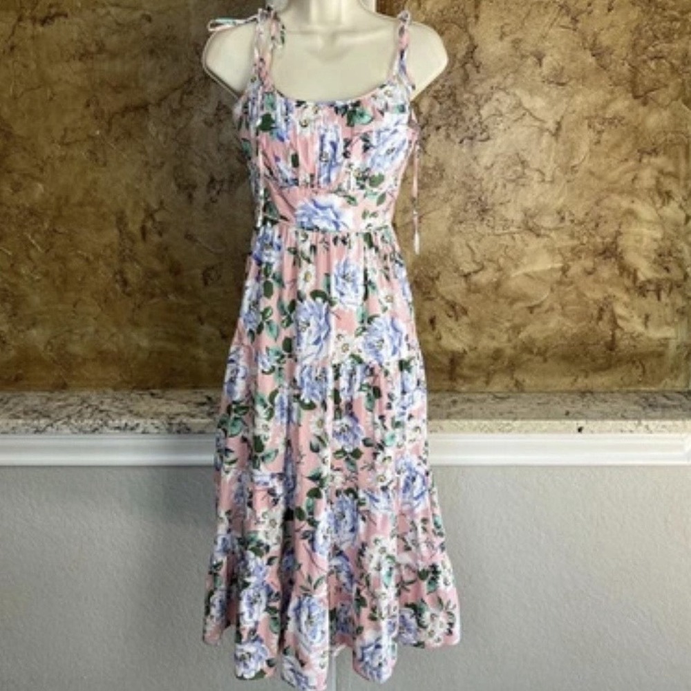 Yumi Kim Birch Dress Womens 2 Tie Spaghetti Straps Floral Bohemian Hippie‎ Pink